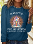 Women's I'm Mostly Peace Love and Happiness and a Little go Yoga Casual Crew Neck Shirt