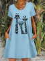 Women's Giraffe Print Casual Loose Dress