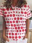 Women's Retro Art Red Polka Dot Print Casual T-Shirt