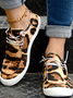 Tiger Striped Graphic-Print Lace-Up Canvas Flats