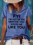Womens Funny FYI Crew Neck Casual T-Shirt