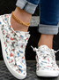 Painting Graphic-Print Lace-Up Canvas Flats