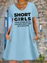 Women's Short Girl Funny Graphic Printing Text Letters Casual V Neck Loose Dress