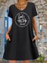 Women's Girl's Trip 2023 Funny Graphic Printing V Neck Text Letters Casual Dress