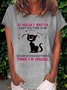 Women's It Doesn't Matter What You Think Of Me Cat Print Casual Letters T-Shirt
