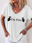 Women‘s Funny I’m Fine Casual Text Letters Cotton T-Shirt