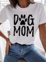 Women's Dog Mom Funny Graphic Printing Loose Crew Neck Casual Cotton T-Shirt