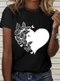 Women's Cotton Butterfly Crew Neck Simple T-Shirt