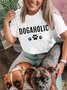 Lilicloth X Funnpaw Women's Dogaholic Dog Lover Funny Text Crew Neck T-Shirt