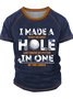 Men’s I Made A Hole In One Golf Text Letters Crew Neck Casual Regular Fit T-Shirt