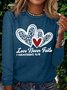 Women's Love Never Fails Leopard Heart Long Religious Love Sleeve Shirt