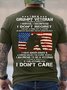 Men's I Am A Grumpy Veteran I Served I Sacrificed I Don't Regret I Am Not A Hero Not A Legend I Don't Care Funny Graphic Printing Cotton America Flag Loose Casual T-Shirt