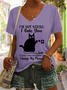 Women‘s Word Black Cat I’m Not Saying I Hate You But I Would Unplug Your Life Support To Charge My Phone Casual Loose T-Shirt