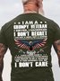 Men's I Am A Grumpy Veteran I Served I Sacrificed I Don't Regret I Am Not A Hero Not A Legend I Don't Care Funny Graphic Printing America Flag Eagle Old Glory Casual Loose Cotton T-Shirt