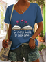 Women's Funny Word So Many Books So Little Time V Neck Casual Loose Cat T-Shirt