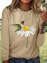 Women's Hummingbird on Daisy Casual Crew Neck  Shirt