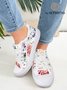 Ink Floral Casual Lace-Up Canvas Shoes