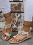 Appliques Decor Rhinestone Detail Toe Post Thong Sandals