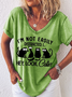 Women's I'm Not Easily Distracted Print Cat Lover V Neck Casual T-Shirt