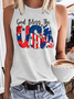Women's God Bless The USA Letters Casual Tank Top