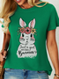 Women's Funny Rabbit Loose Crew Neck Simple Easter T-Shirt