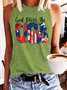 Women's God Bless The USA Letters Casual Tank Top