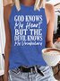 Women's God Knows My Heart Crew Neck Casual Tank Top