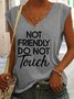 Women's Funny Sarcasm Hoodie, Not Friendly Do Not Touch Letters Casual Tank Top