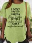 Women's I Don't Curse Casual Letters T-Shirt