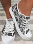 Black and White Lace-Print Canvas Shoes