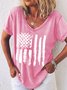 Women's American Flag Print Casual T-Shirt