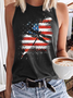 Women's Dragonfly Independence Day Patriotic US Flag Casual Tank Top