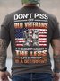 Men's Don't Piss Off Old Veterans The Older We Get The Less Life In Prison Is A Deterrent Funny Graphic Printing Cotton America Flag Casual Loose T-Shirt