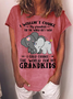 Women's Funny I Wouldn't Change My Grandkids For The World But I Wish I Could Change The World For My Grandkids Elephants Casual Loose T-Shirt