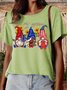 Women's Patriotic American Gnomes With Sunflowers Cotton Casual T-Shirt