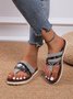 Snakeskin Print Thong Sandals