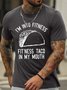 Men's I'm Into Fitness Fitness Taco In My Mouth Funny Graphic Printing Casual Cotton Loose Text Letters T-Shirt
