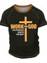 Men's Work For God The Retirement Benifits Are Great Funny Graphic Printing Regular Fit Casual Crew Neck T-Shirt