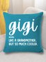 18*18 Throw Pillow Covers, Women's Gigi Like A Grandmather But So Much Cooler Funny Graphic Printing Casual Text Letters Soft Flax Cushion Pillowcase