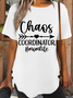 Women's Funny Mom Quotes Mother's Day Chaos Coordinator Casual Cotton-Blend Text Letters Loose T-Shirt