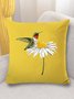 18*18 Throw Pillow Covers, Women's Hummingbird on Daisy Soft Flax Cushion Pillowcase Case For Living Room