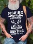 Men's Fishing Solves Most Of My Problems Hunting Solves The Rest Funny Graphic Printing Text Letters Cotton Crew Neck Casual T-Shirt