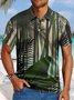 Men’s Outdoor Vacation Plant Pattern Casual Regular Fit Polo Collar Polo Shirt