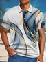 Men’s Outdoor Vacation Lines Pattern Regular Fit Polo Collar Casual Polo Shirt