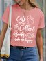 Women’s Cats Coffee & Books Make Me Happy Crew Neck Casual Loose T-Shirt