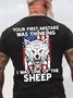 Men's Your First Mistake Was Thinking I Was One Of The Sheep Funny Graphic Printing Loose Crew Neck Casual T-Shirt