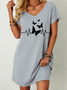 Women's Butterfly V Neck Loose Casual Dress