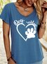 Women's Cute Dog Mom Dog Paw Crew Neck Casual T-Shirt