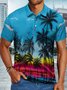 Men's Seaside Coconut Art Print Printing Striped Vacation Regular Fit Polo Shirt
