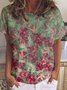 Women's Floral Gradient Pattern Casual Plants T-Shirt
